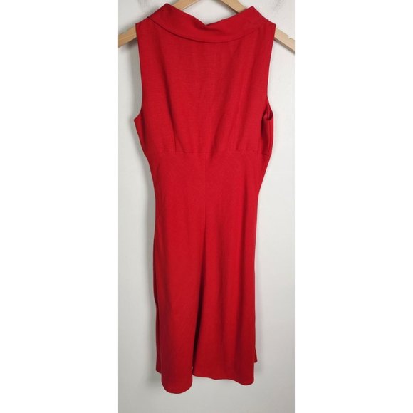 Marconi Women's Sz. 4 Red Linen Blend Sleeveless Sheath Midi Dress - Picture 6 of 8